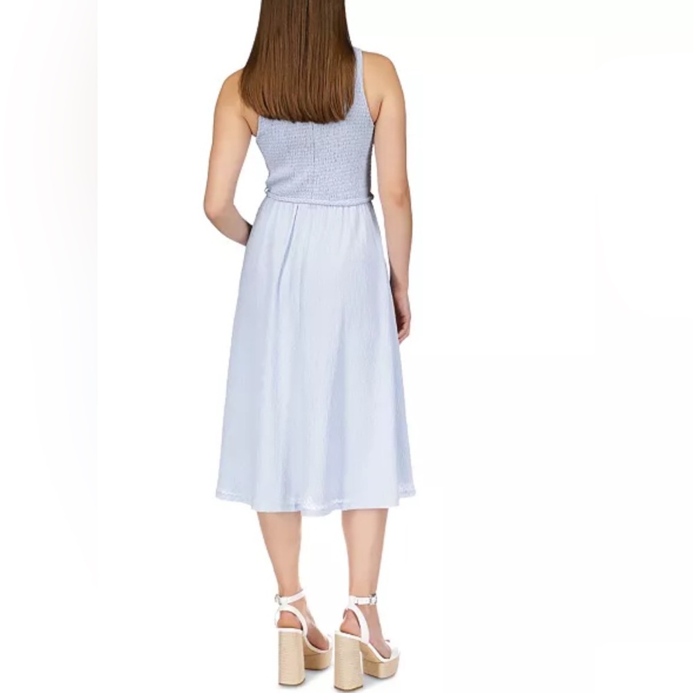 Michael Kors Petite Smocked Tie-Waist Midi Dress - Picture 5 of 8